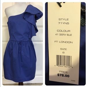 French Connection Blue one shoulder dress